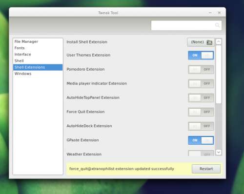 GNOME Tweak Tool 3.0.5 facilita la instalación de extensiones en GNOME Shell