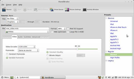 Cómo instalar Handbrake en Ubuntu 12 04 (conversor de formatos de vídeo de forma gráfica)