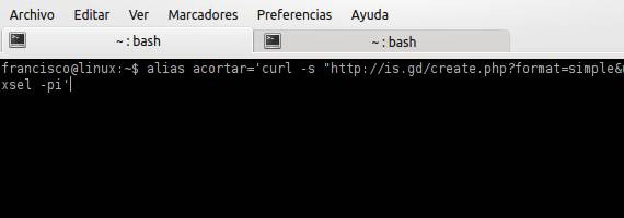 Acorta enlaces desde la consola
