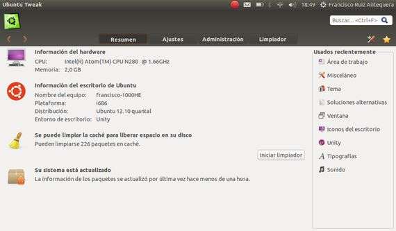 Modificando el aspecto de Unity con Ubuntu-tweak-tools