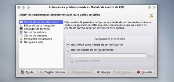 Configurando las aplicaciones predeterminadas en KDE