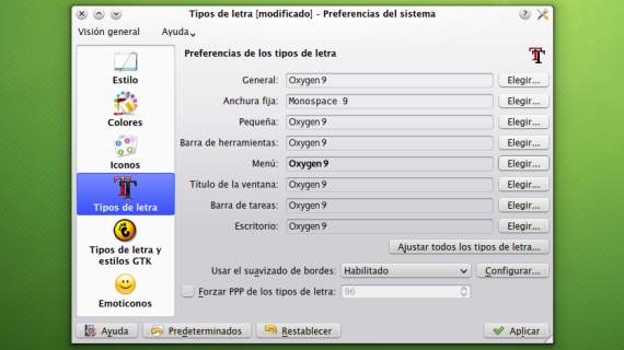 Cambia los tipos de letra en KDE