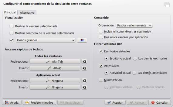 Configurando el cambiador de tareas de KDE