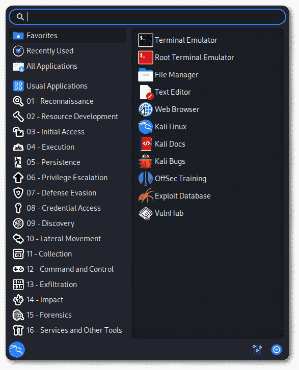 kali-menu